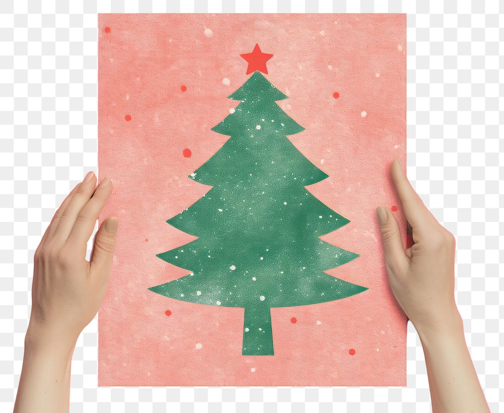 PNG  Christmas tree holding shape hand.