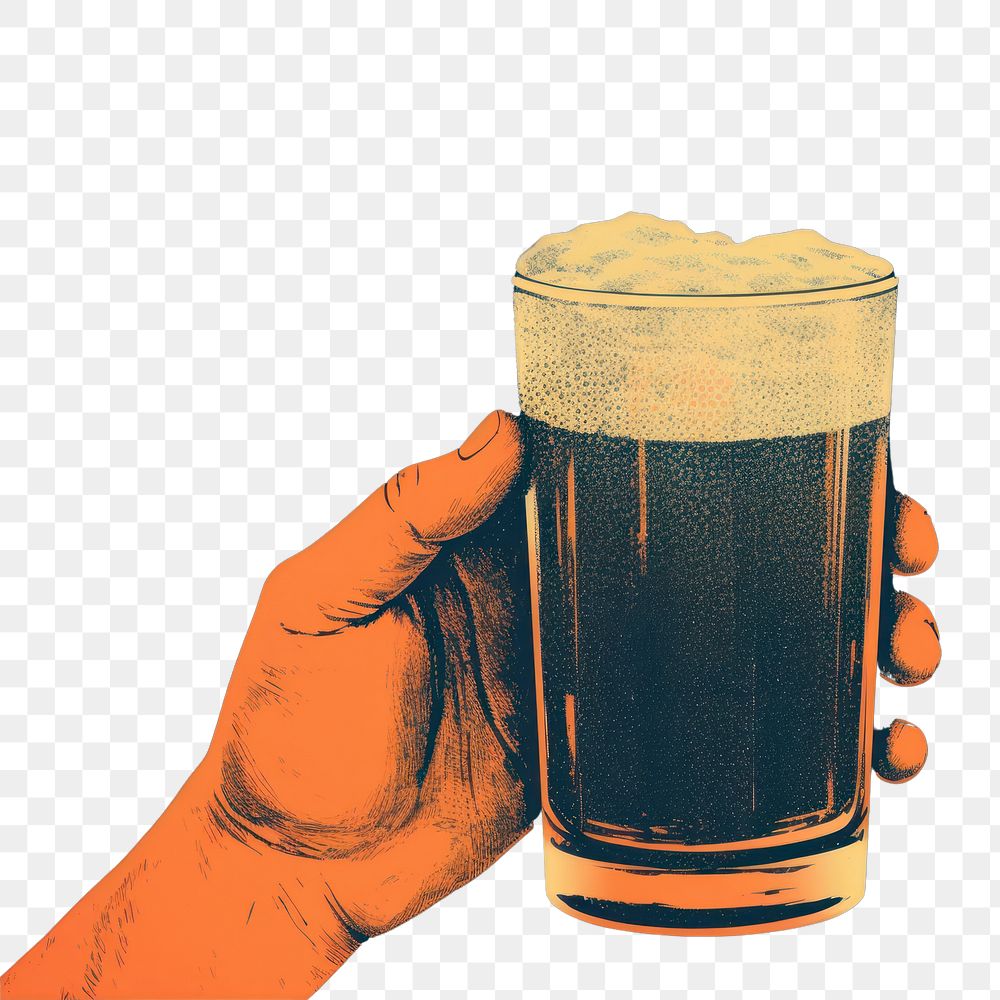 PNG  Beer holding drink glass.
