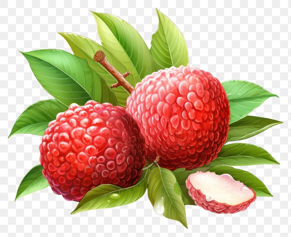 PNG Lychee raspberry fruit plant.