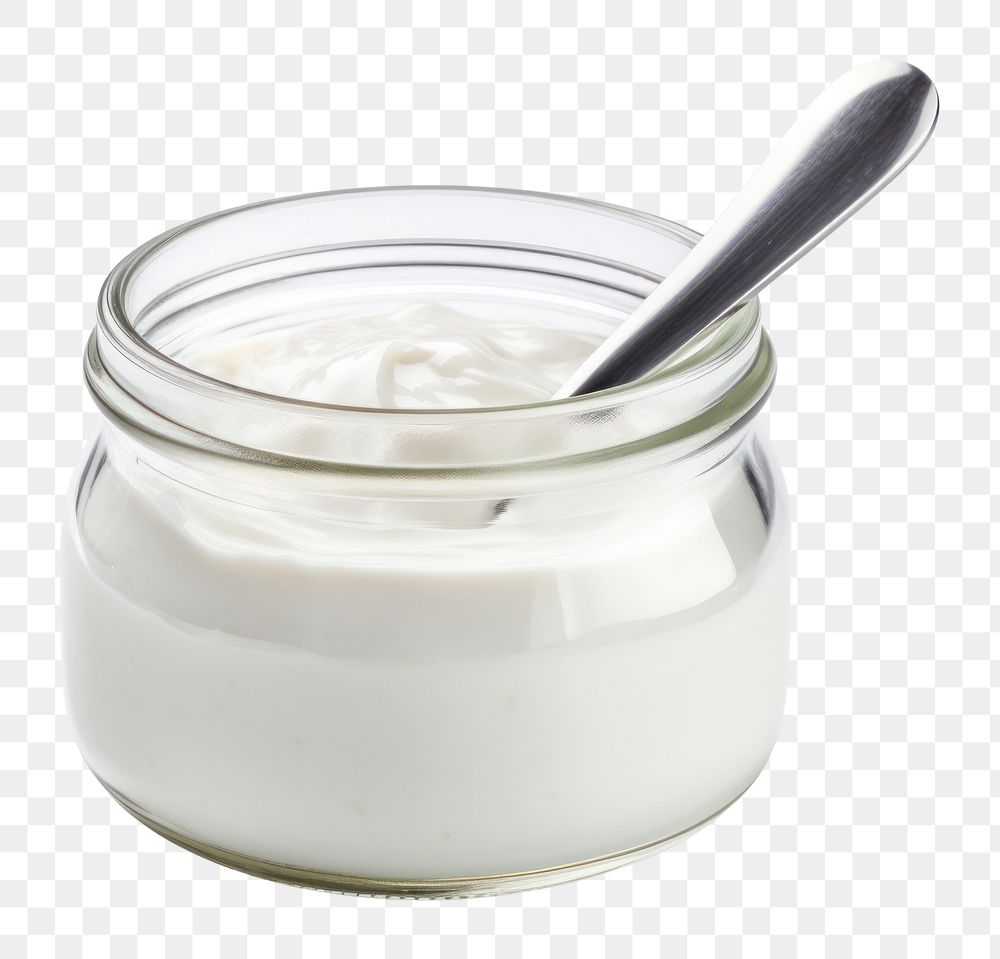 PNG  Yogurt spoon jar dessert. AI generated Image by rawpixel.