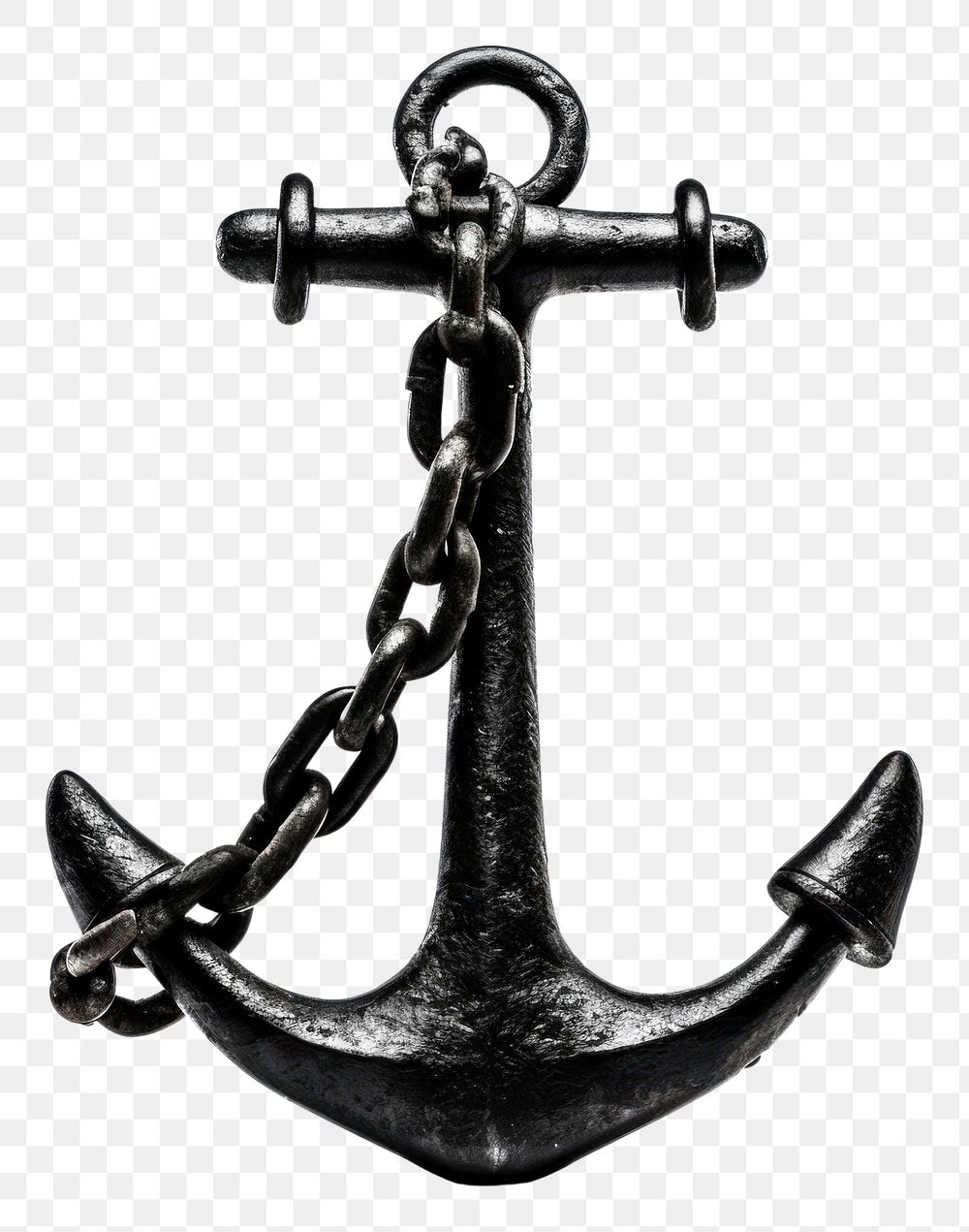 PNG Anchor chain metal black.