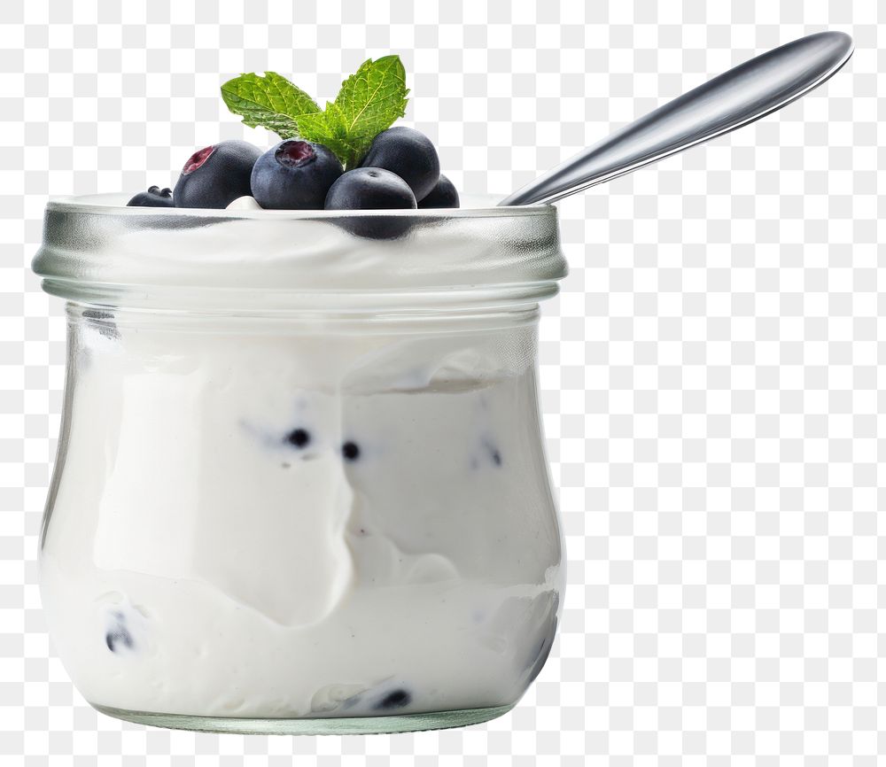 PNG  Fresh yogurt jar blueberry dessert. AI generated Image by rawpixel.