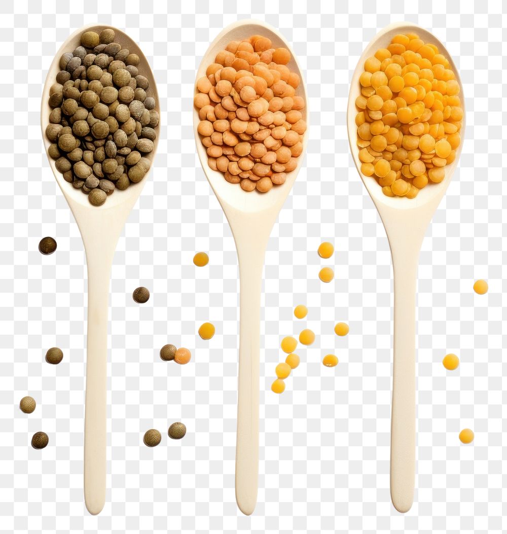 PNG Lentils seeds spoon vegetable lentil.