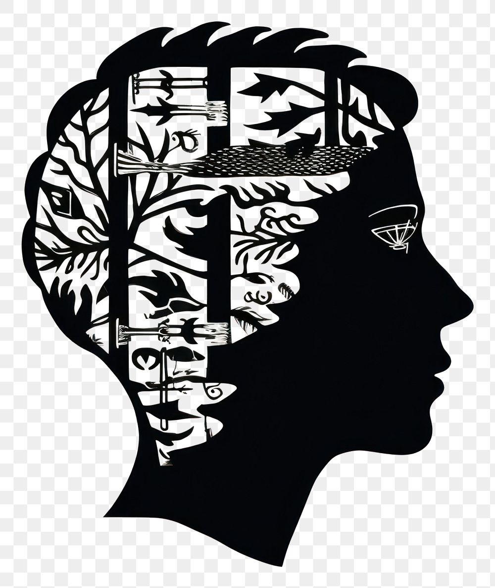 PNG  Mental health silhouette drawing sketch. AI generated Image by rawpixel.
