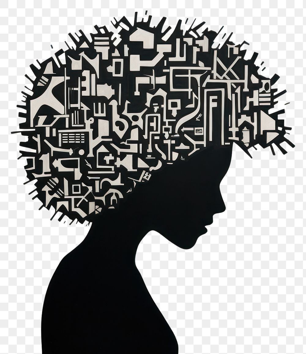 PNG  Mental health silhouette black art. AI generated Image by rawpixel.