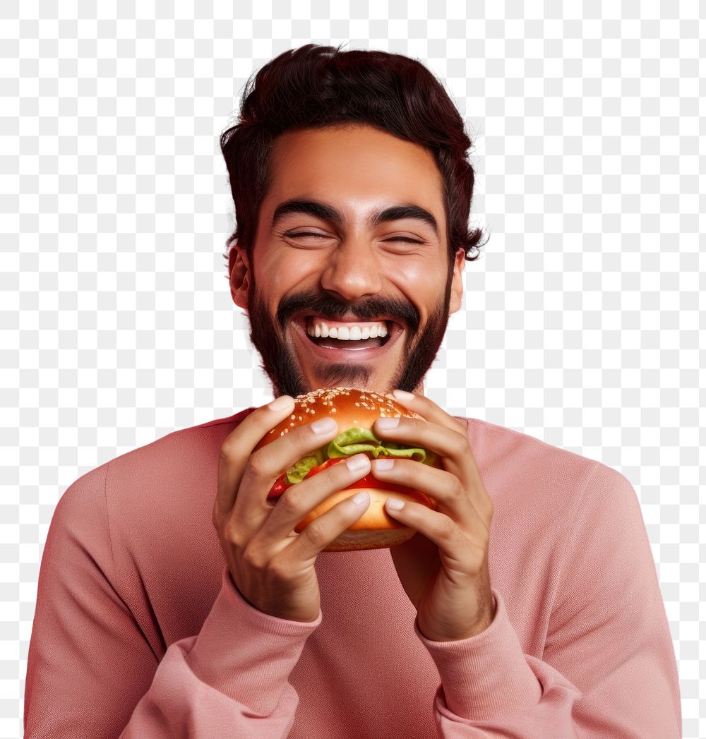 PNG  Burger biting eating burger. AI generated Image by rawpixel.