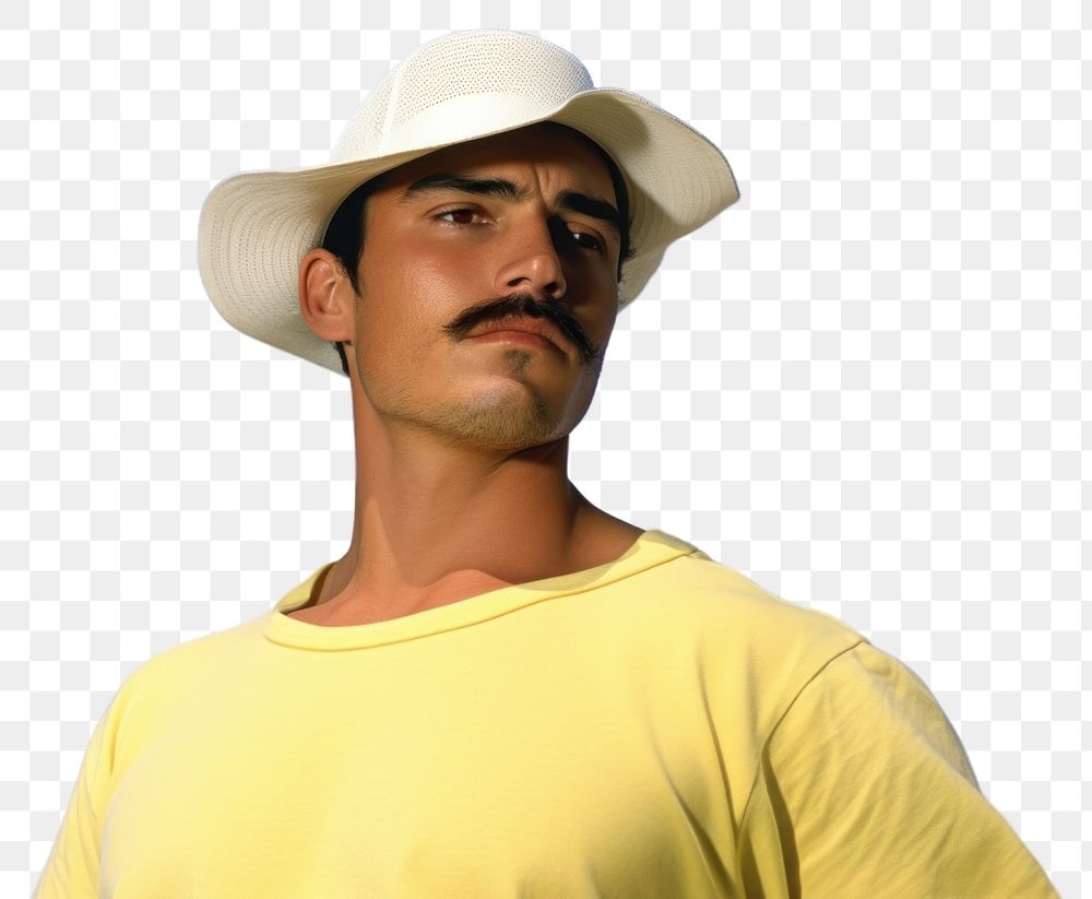 PNG Mexican man with Mustache fashion sports yellow.