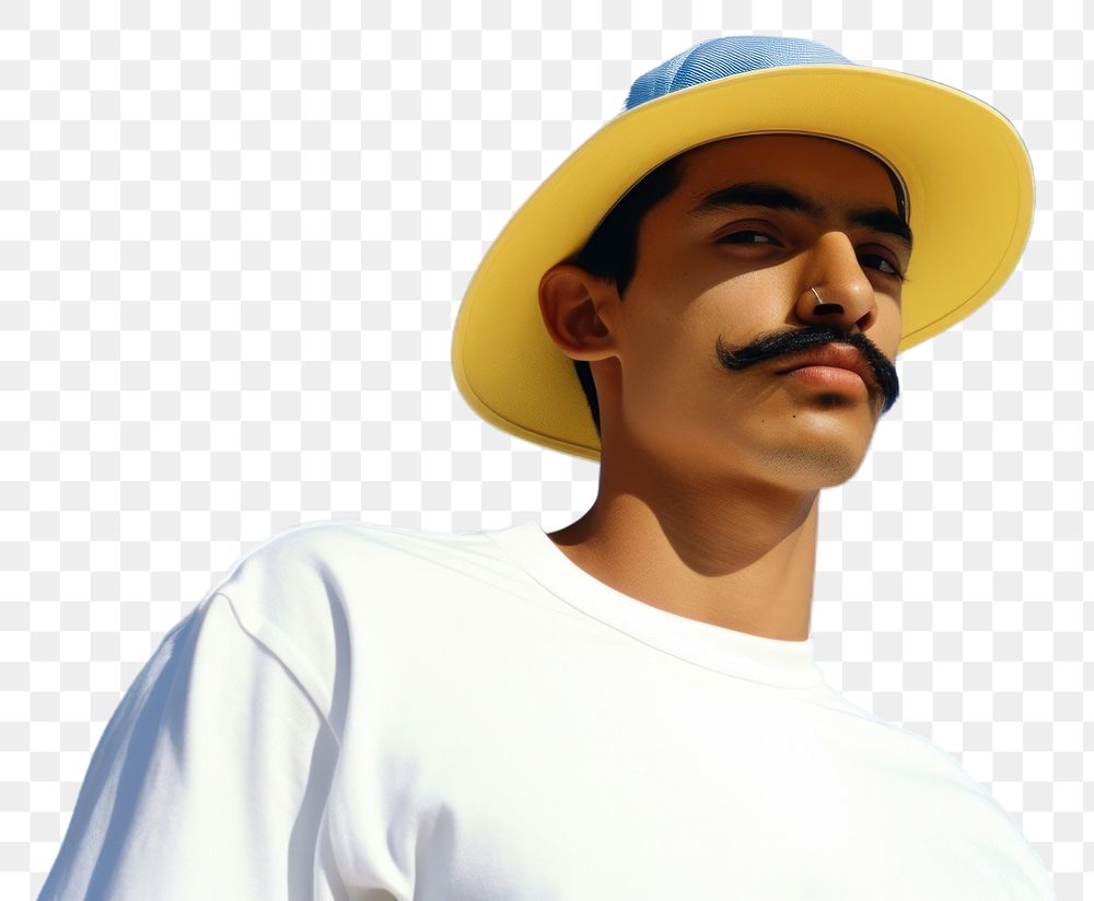 PNG Mexican man with Mustache portrait fashion yellow.