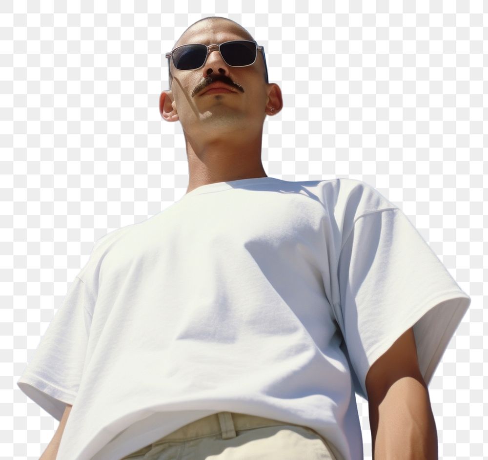 PNG Mexican man skinhead with Mustache sunglasses fashion sports.