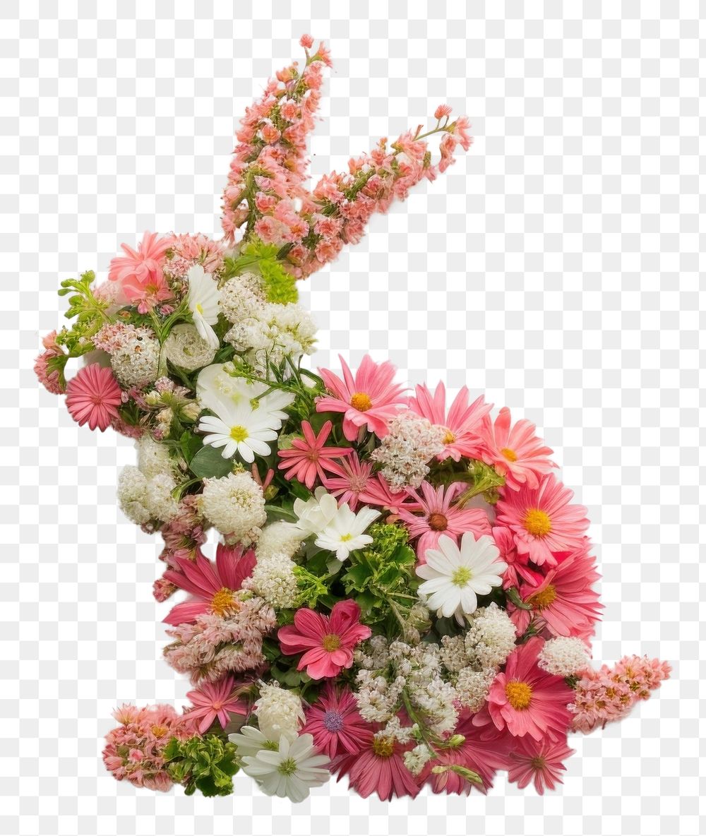 PNG Floral rabbit shape flower nature plant.