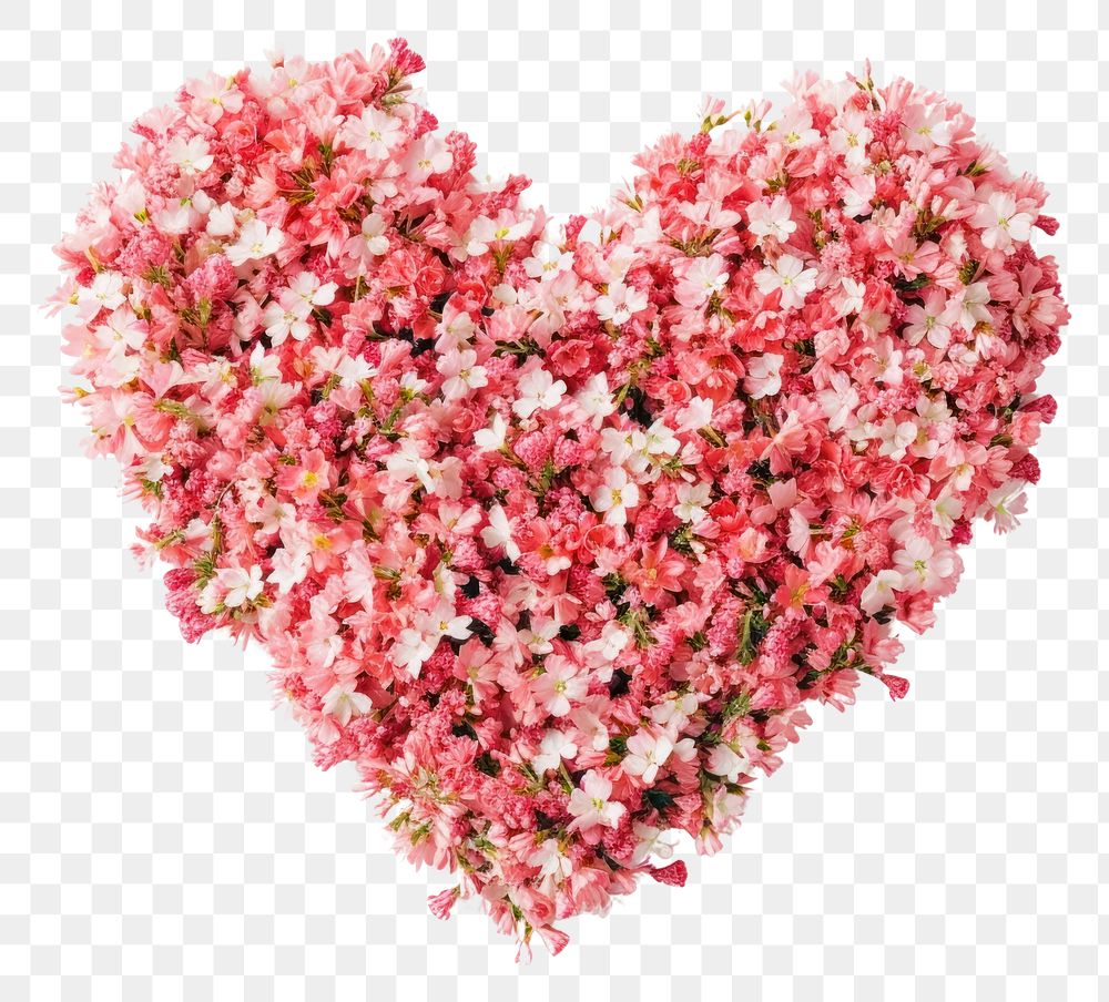PNG Flat floral heart shape flower nature petal