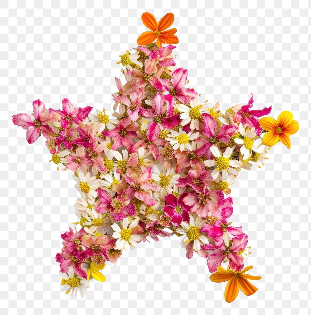 PNG Flat floral star shape flower nature petal.