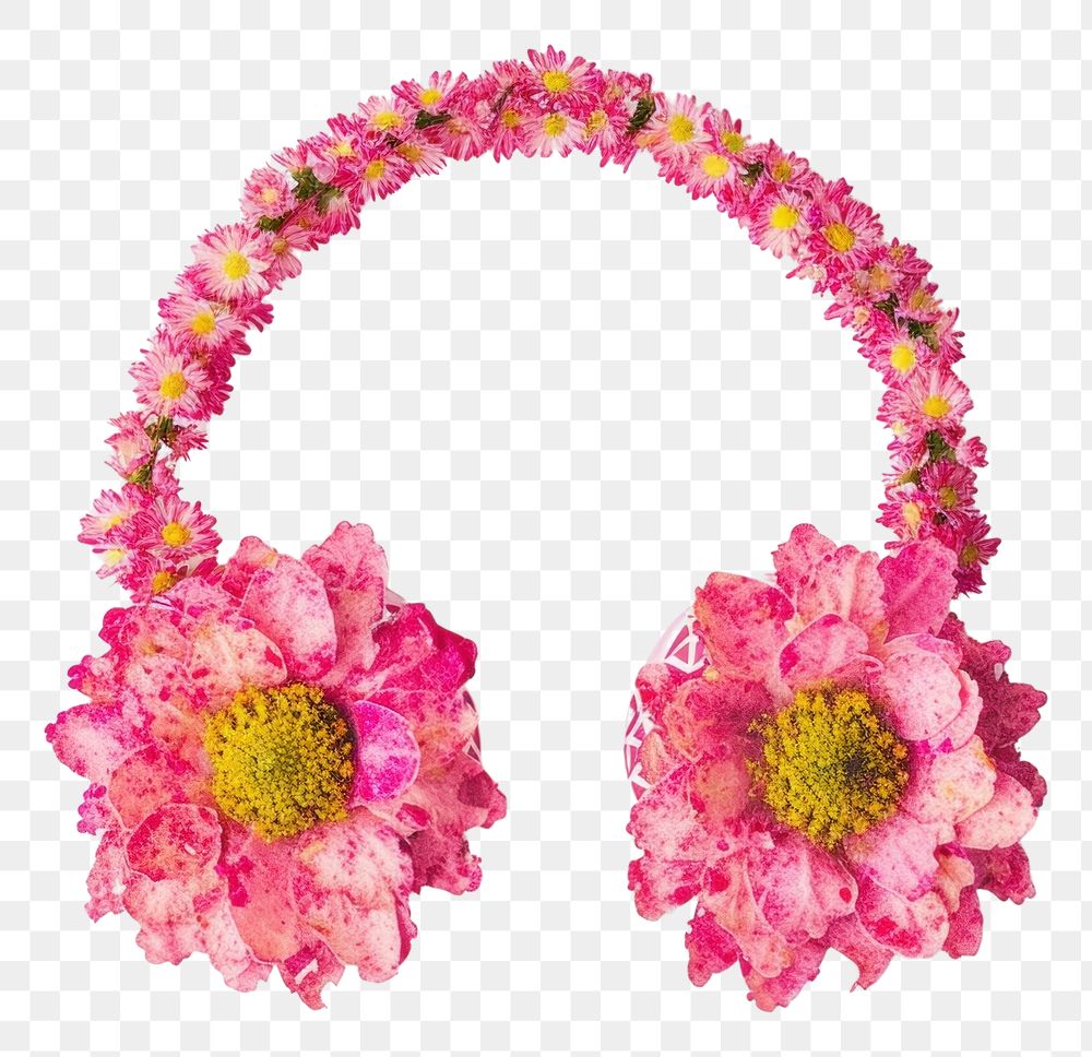 PNG Flat flower headphones icon shape jewelry petal plant.