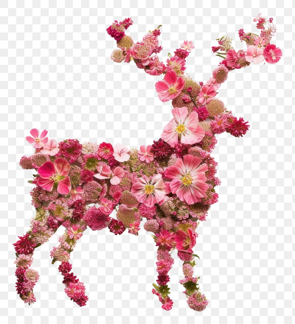 PNG Flat flower reindeer silhouette shape pattern nature plant.
