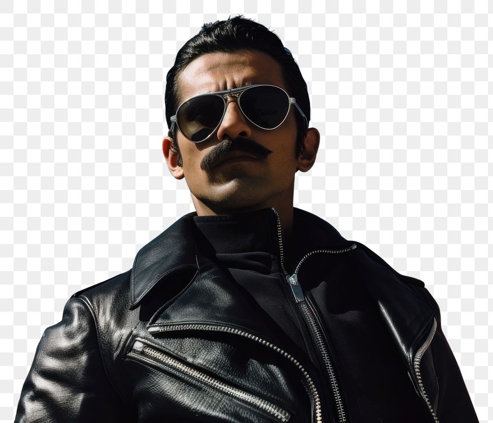 Mexican man with Mustache photography sunglasses portrait.
