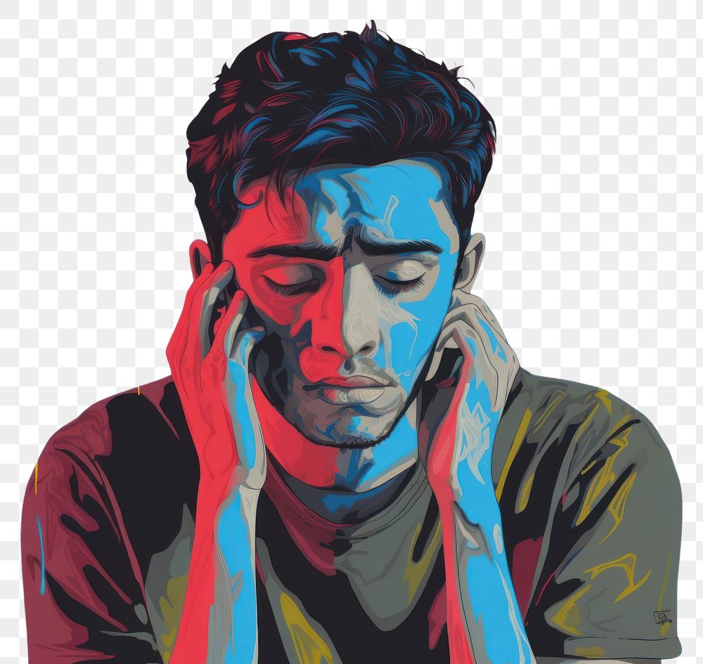 PNG  Depression disorder art painting person. AI generated Image by rawpixel.