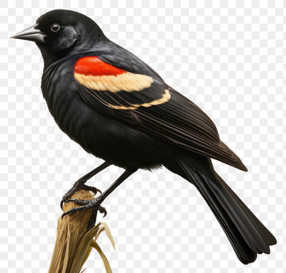 PNG  Red winged blackbird animal white background wildlife. AI generated Image by rawpixel.