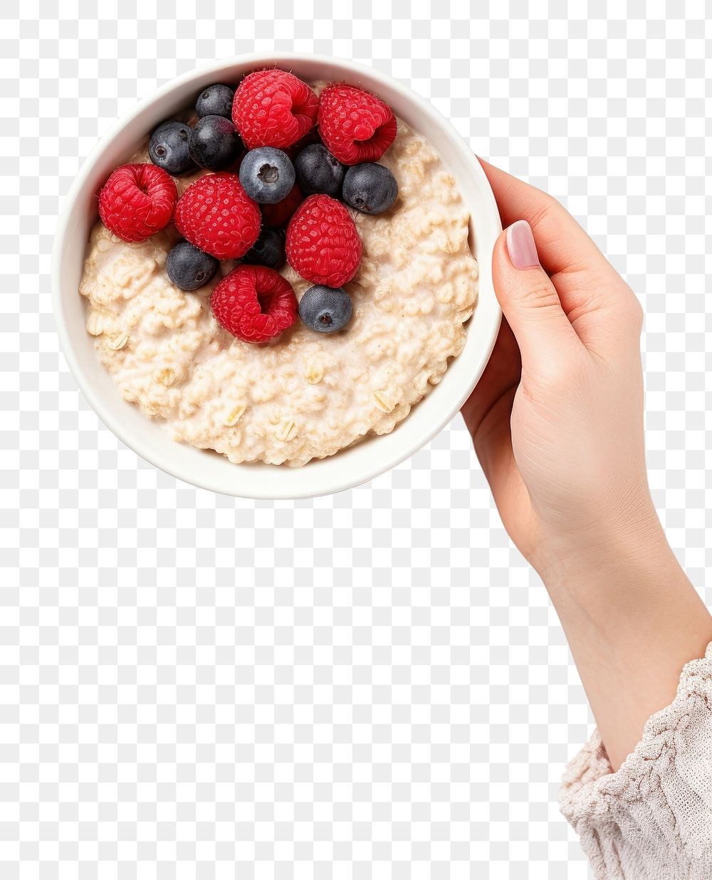 PNG  Oatmeal bowl berries berry. AI generated Image by rawpixel.