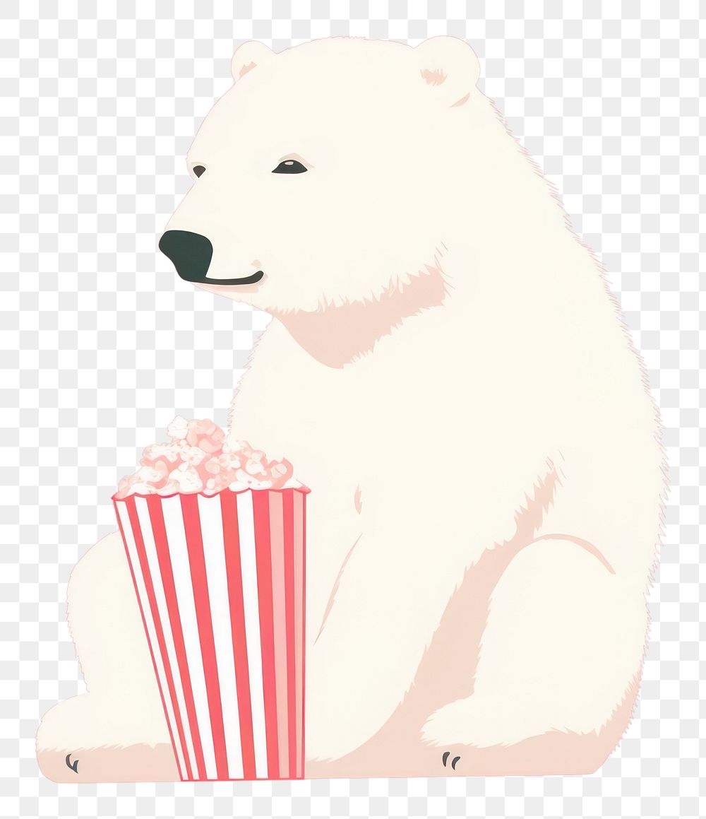 PNG Cute polar bear watching a movie mammal animal carnivora.