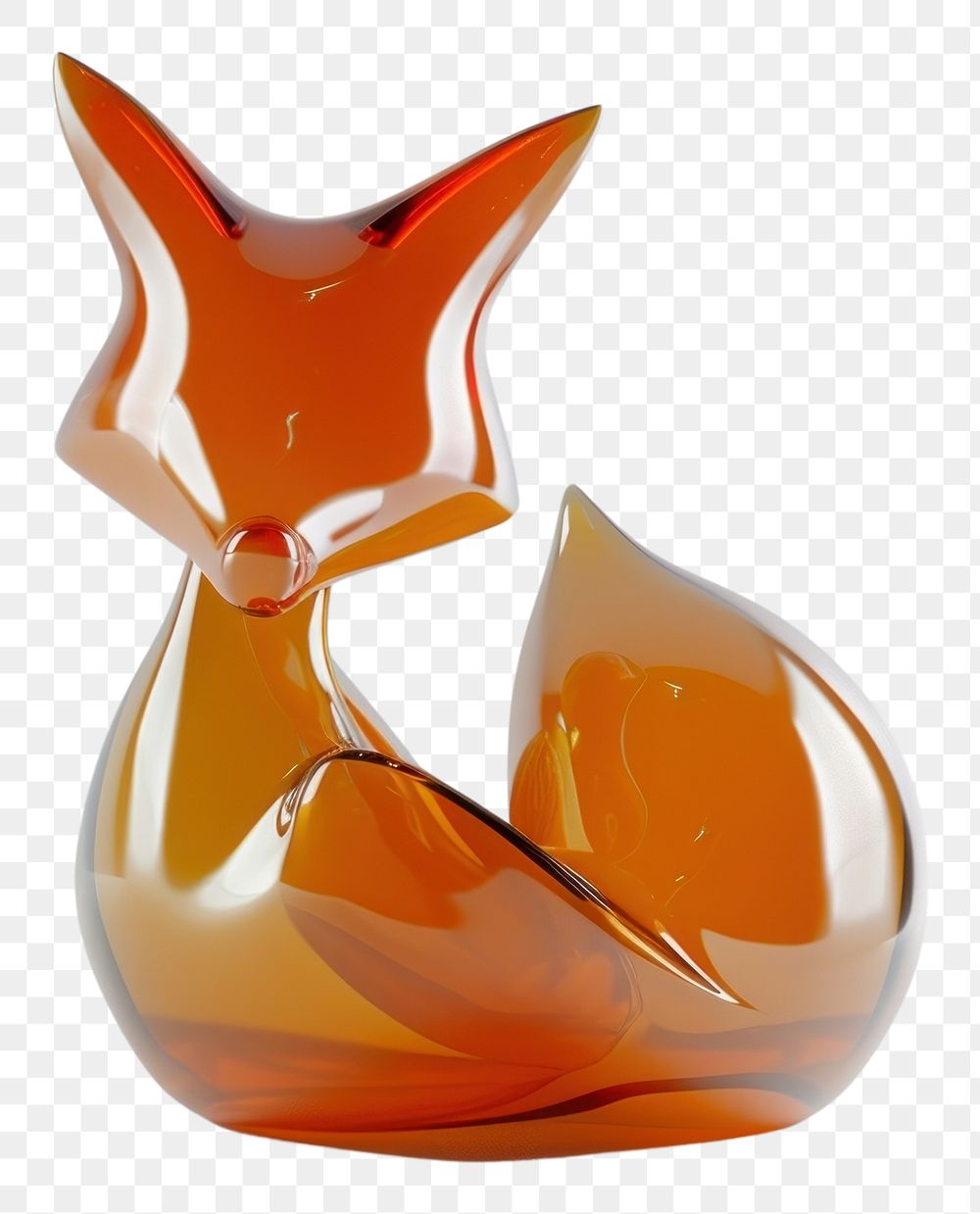 PNG Fox shape glass vase art.