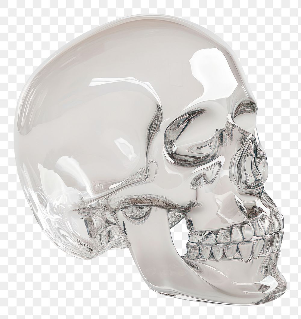 PNG Skull shape sketch glass white background.