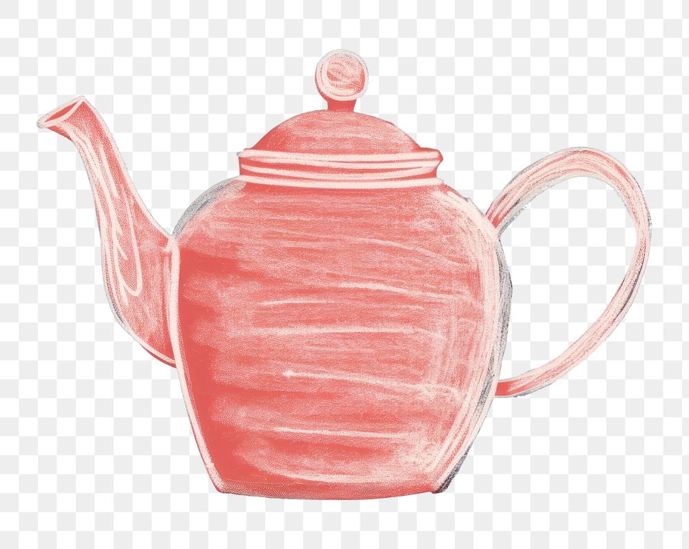 PNG  Chalk style teapot red refreshment creativity.