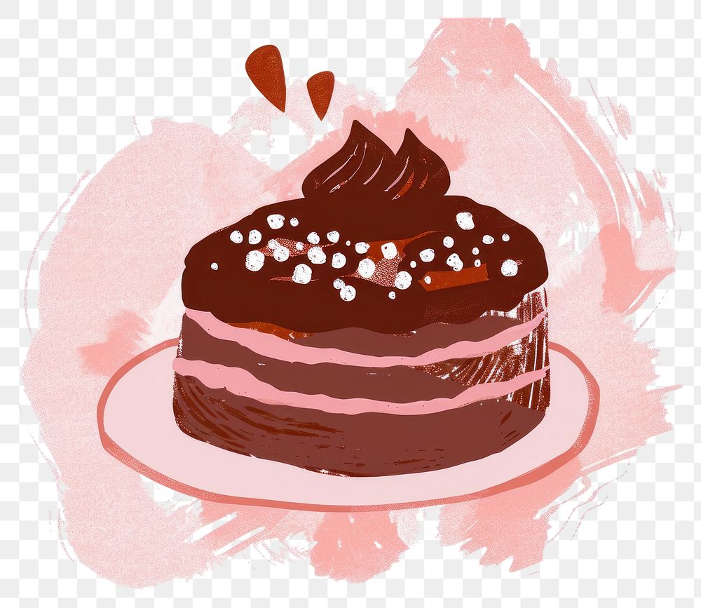 PNG Cute chocolate cake illustration dessert cupcake cream.