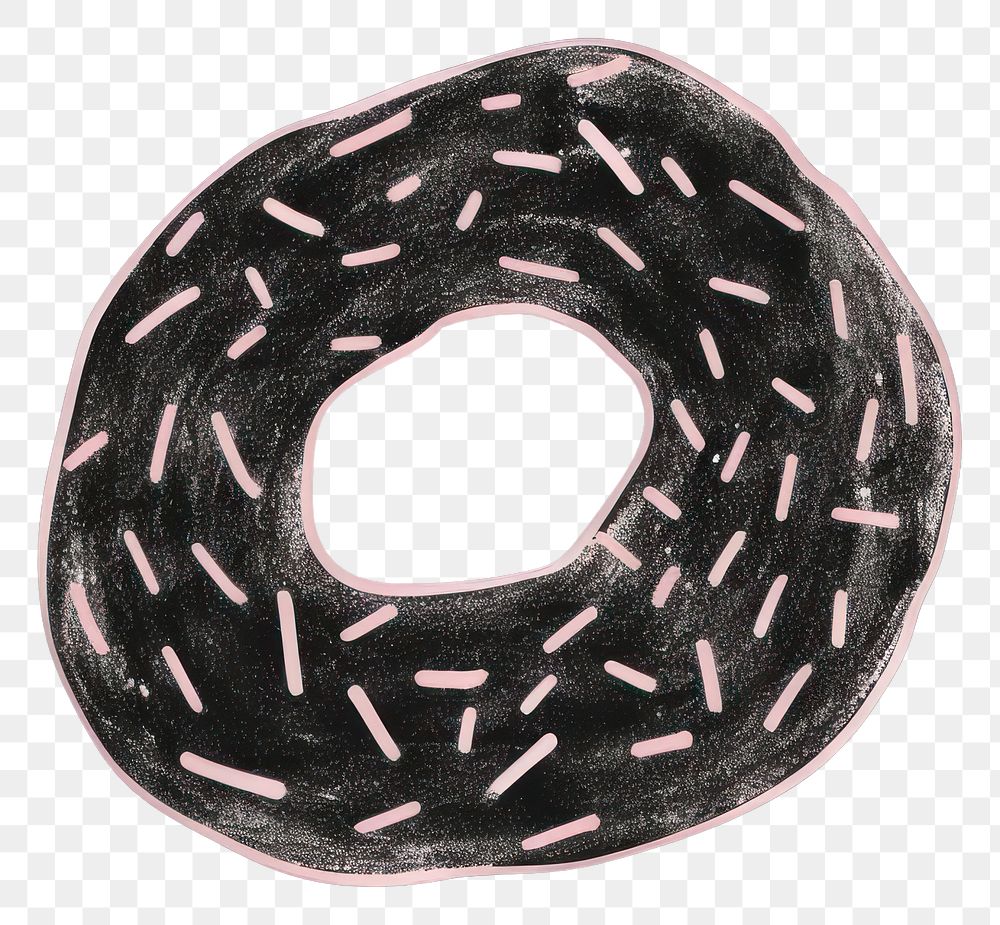 PNG  Chalk style donut black food black background.