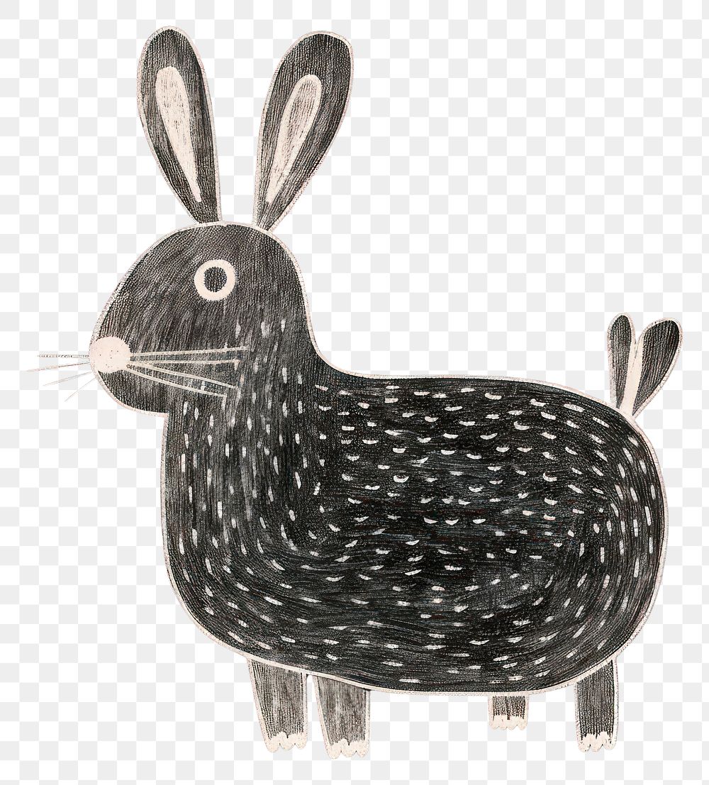 PNG  Chalk style rabbit animal mammal black.