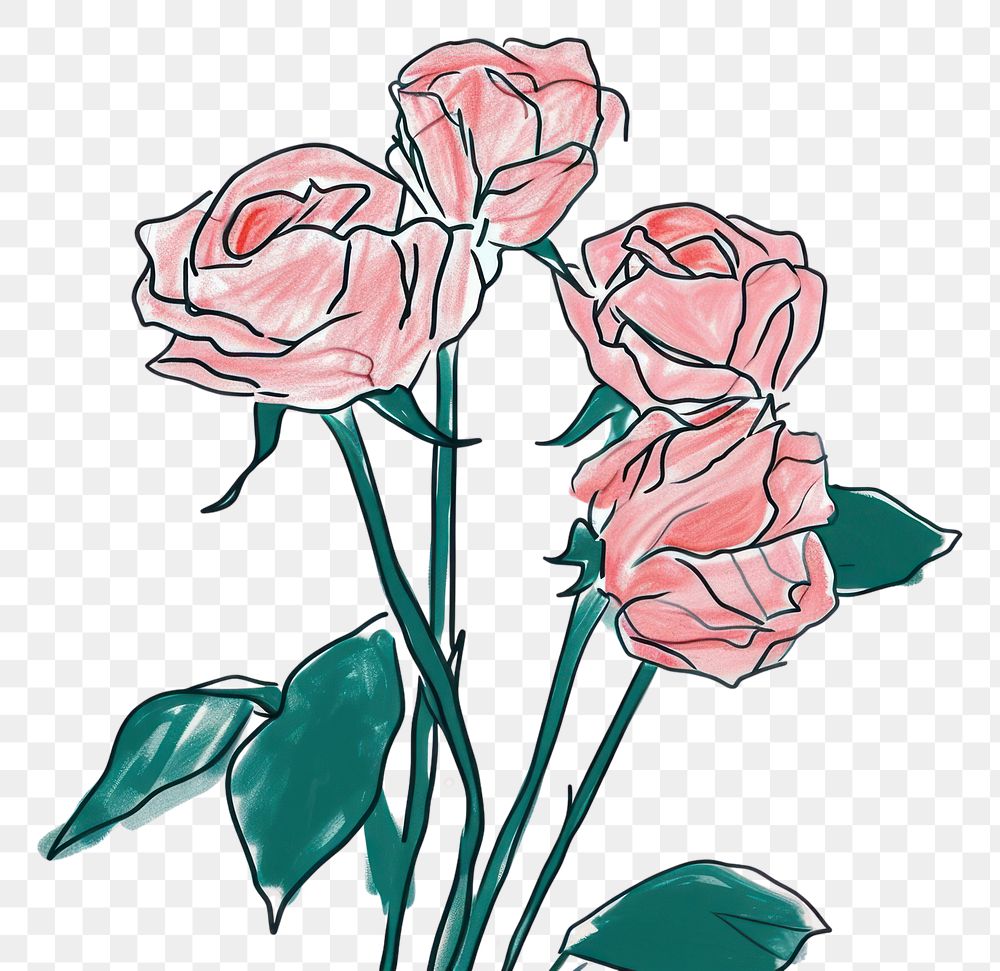 PNG Cute rose illustration illustrated painting blossom.