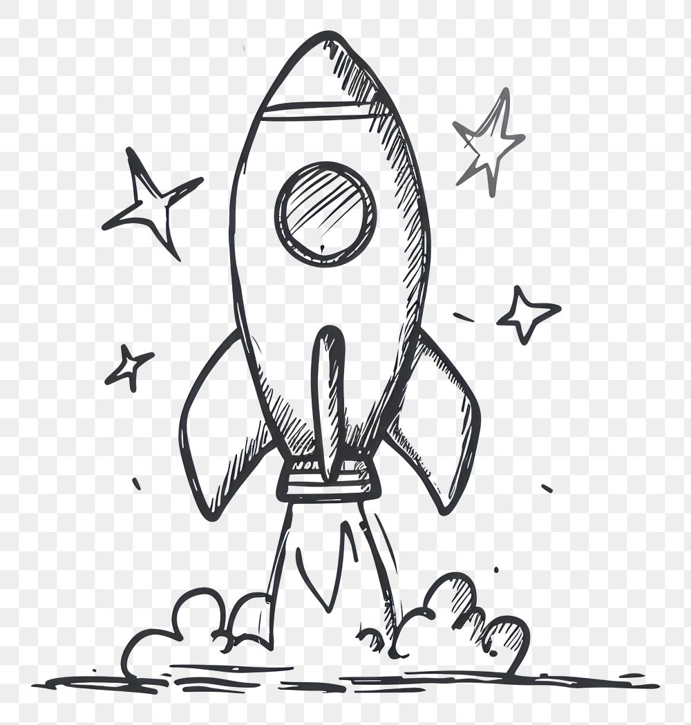 PNG Rocket doodle drawing sketch.