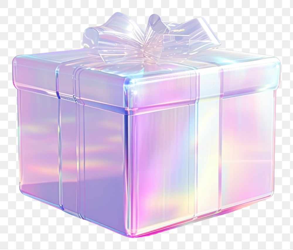 PNG Gift box holography illuminated celebration anniversary.