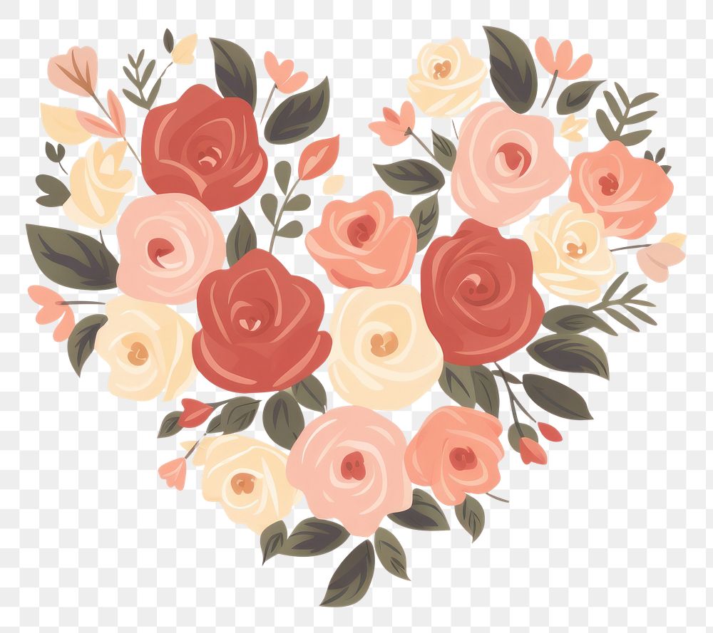PNG  The roses decorated in heart shape pattern flower plant. AI generated Image by rawpixel.