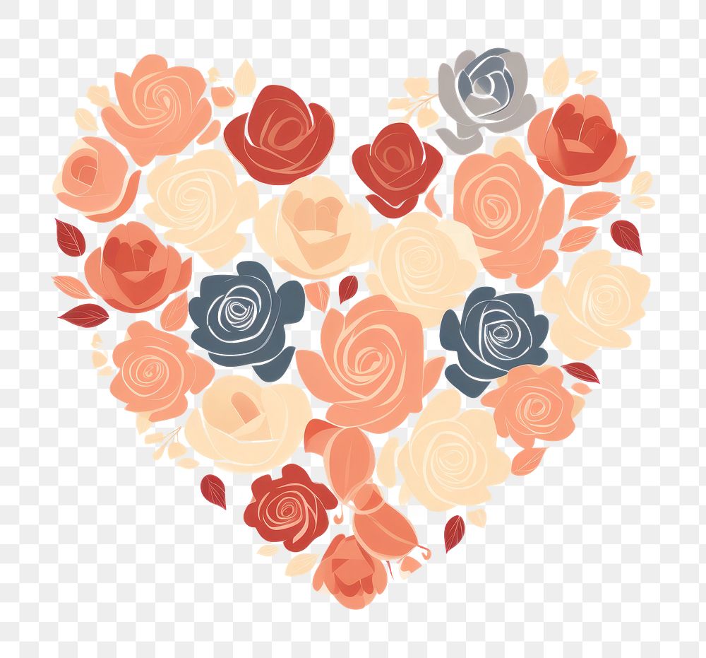 PNG  The roses decorated in heart shape pattern white background creativity. AI generated Image by rawpixel.