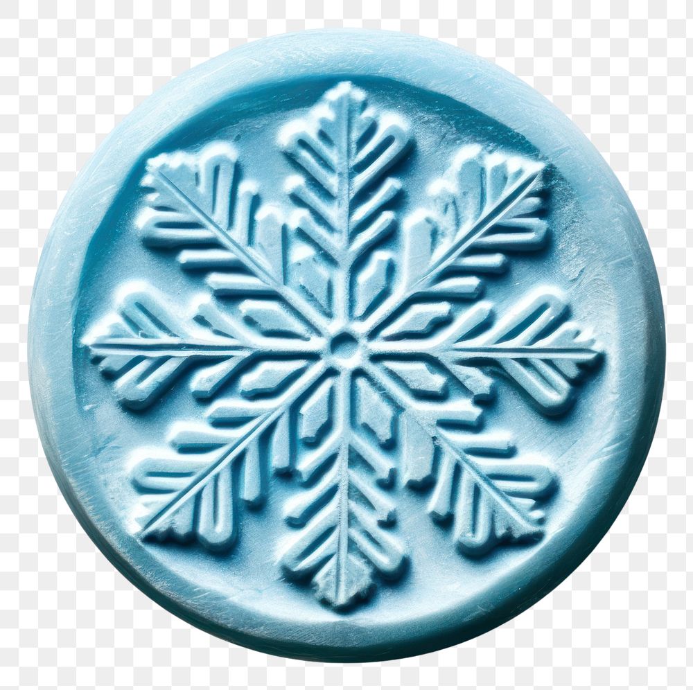 PNG Blue Seal Wax Stamp snowflake jewelry white background confectionery.