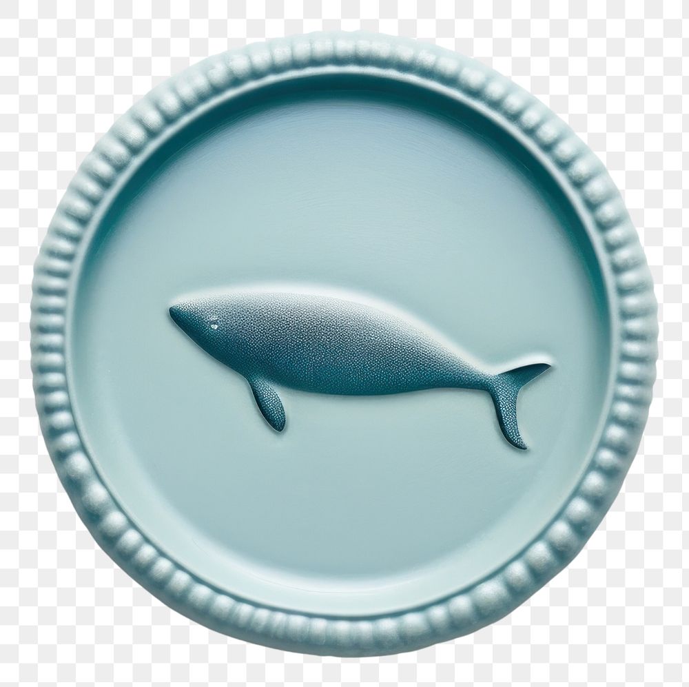 PNG Light blue Seal Wax Stamp whale turquoise animal plate.