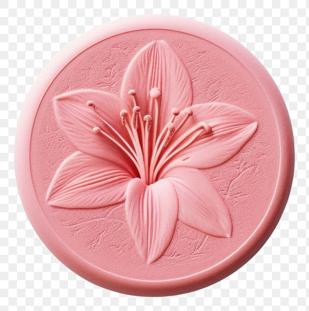 PNG Pink Seal Wax Stamp lily locket white background confectionery.