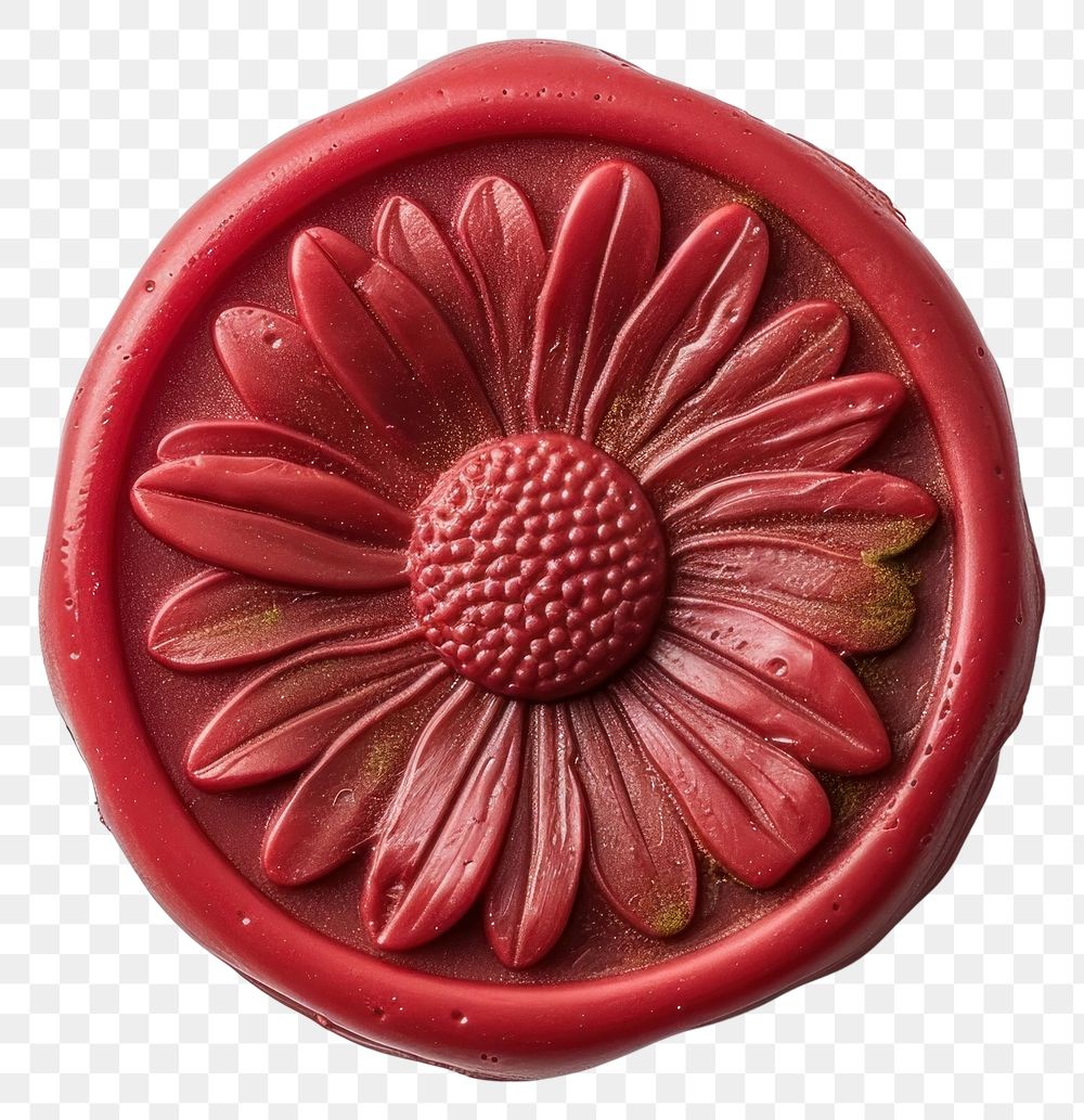 PNG Red Seal Wax Stamp daisy craft food white background.