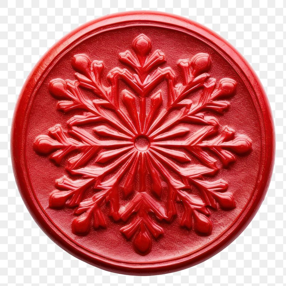 PNG Red Seal Wax Stamp snowflake craft white background confectionery.