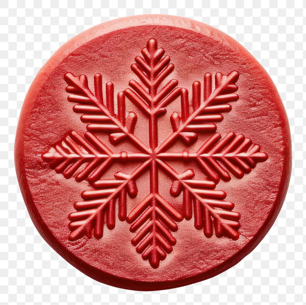 PNG Red Seal Wax Stamp snowflake white background confectionery celebration.