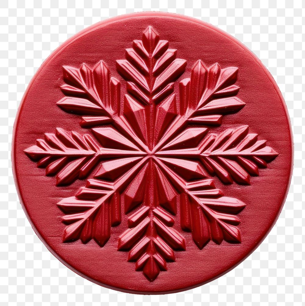 PNG Red Seal Wax Stamp snowflake craft white background celebration.
