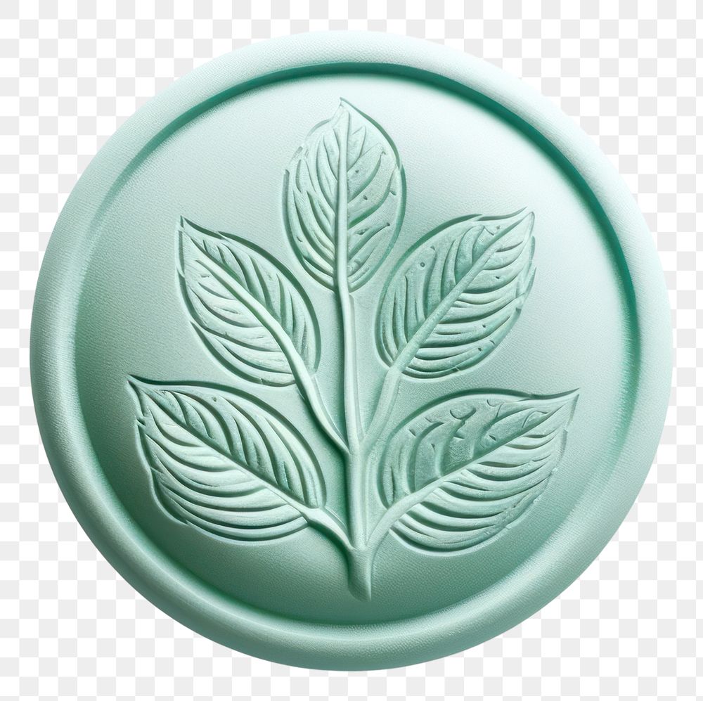 PNG Seal Wax Stamp mint leaf white background accessories porcelain.