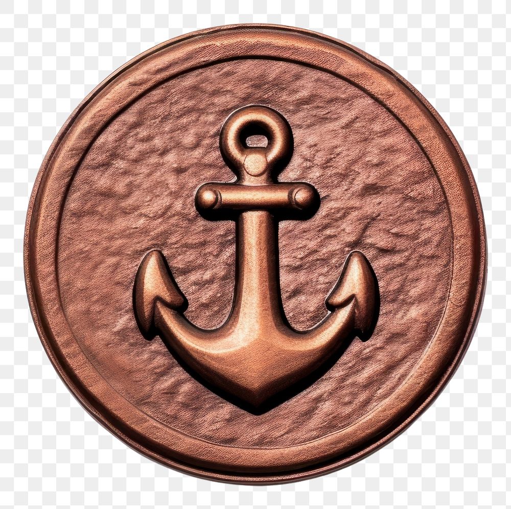 PNG Seal Wax Stamp anchor locket bronze money.