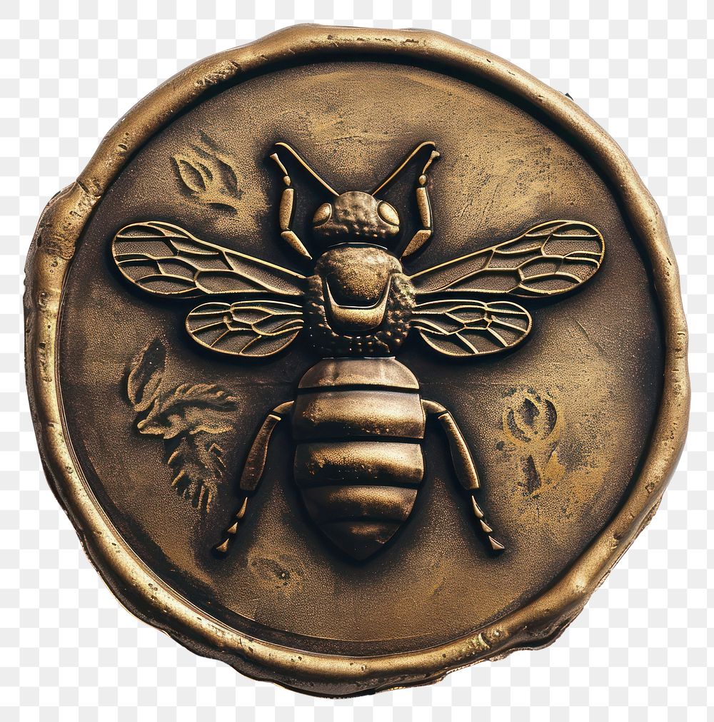 PNG Seal Wax Stamp bee animal insect bronze.