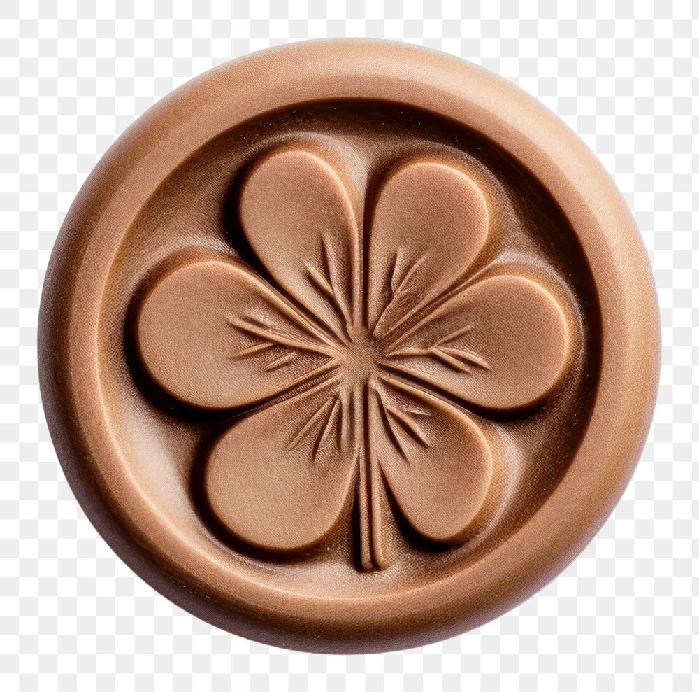 PNG Seal Wax Stamp clover chocolate craft white background.