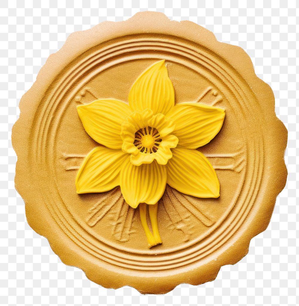 PNG Seal Wax Stamp daffodil flower plant white background inflorescence.