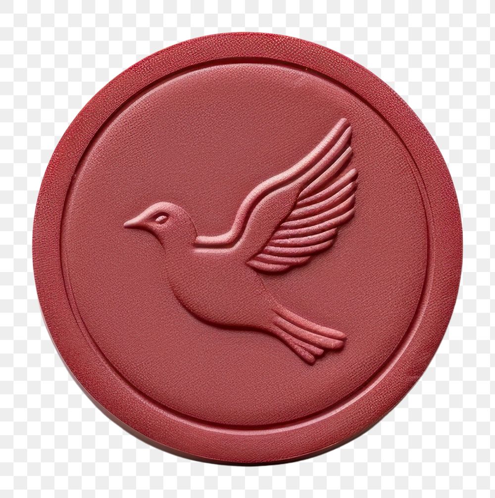 PNG Seal Wax Stamp dove white background representation creativity.
