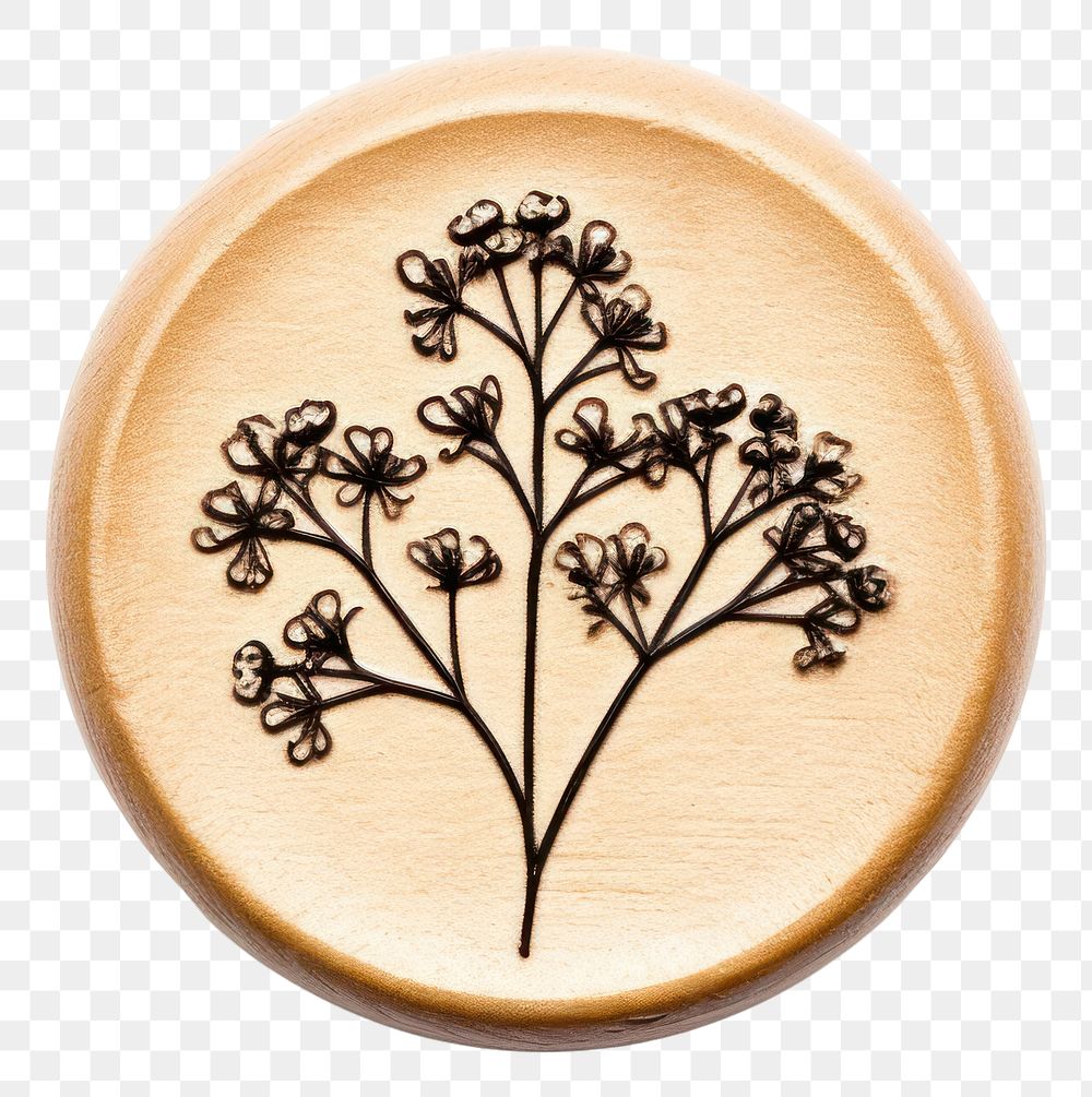 PNG Seal Wax Stamp gypsophila white background accessories embroidery.