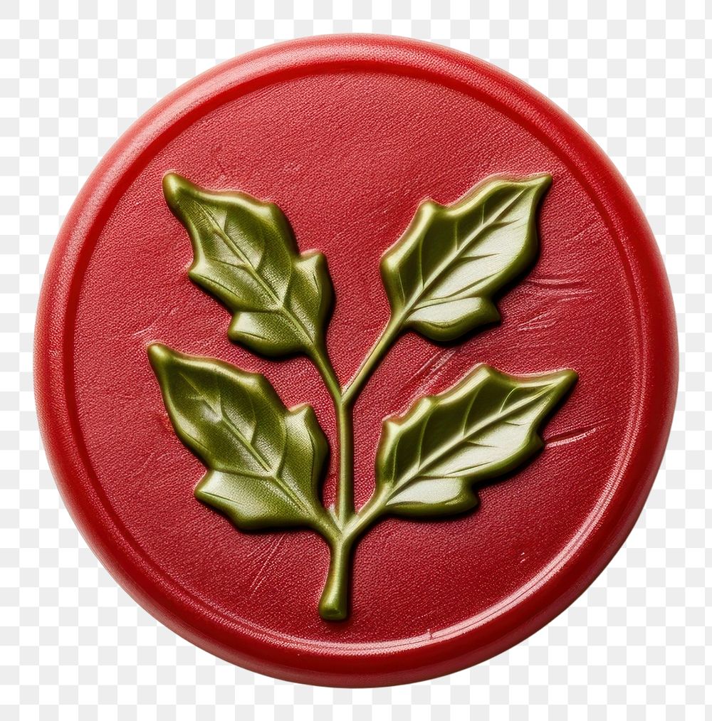 PNG Seal Wax Stamp holly plant leaf white background.