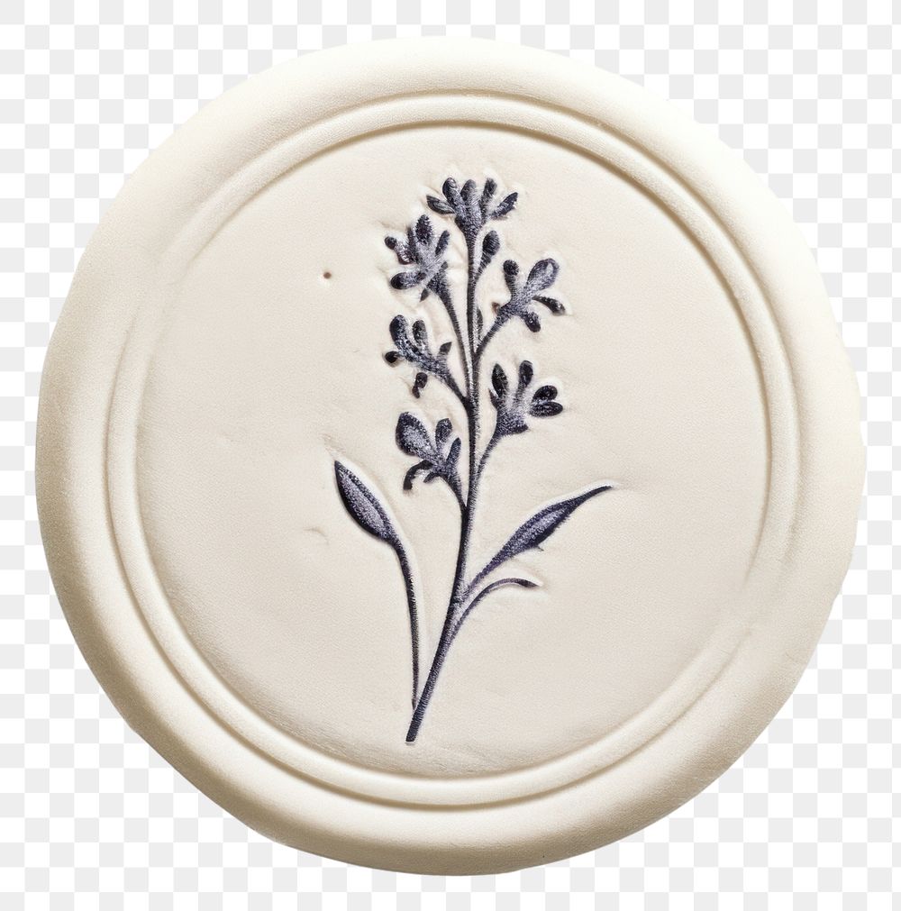 PNG Seal Wax Stamp Larkspur porcelain white background dishware.